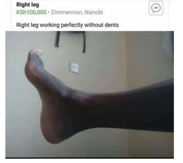 Right leg kshi0o 000 zimmerman nalrobi right leg working perfectly without dents