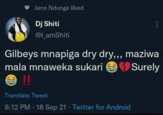 Jane ndunge liked dj shiti l_amshiti gilbeys mnapiga dry dry , maziwa mala mnawe