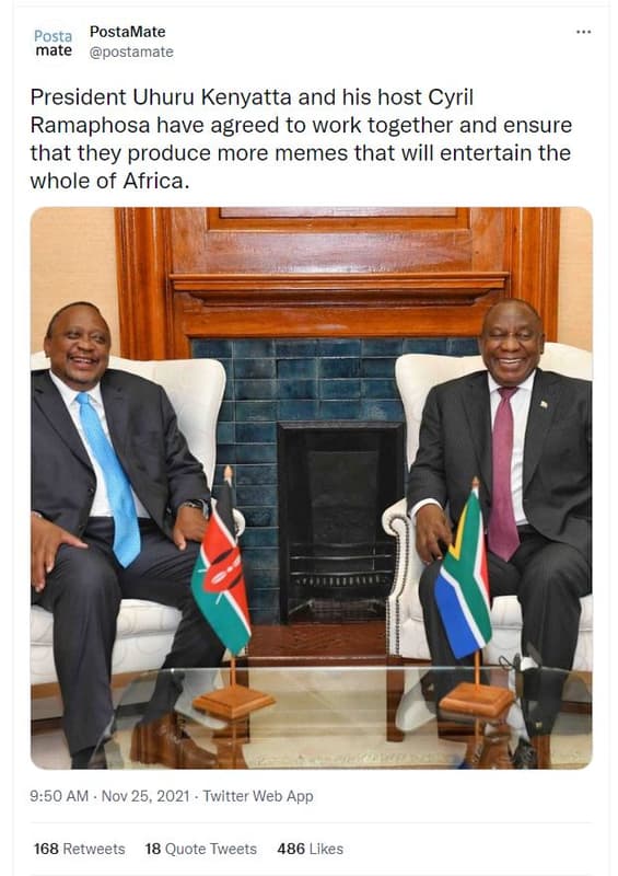 Posta postamate mate postamate president uhuru kenyatta and his host cyril ramap