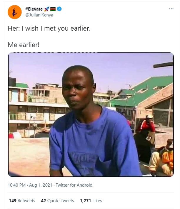 Elevate julianikenya her wish met you earlier. me earlier! 10.40 pm aug twitter