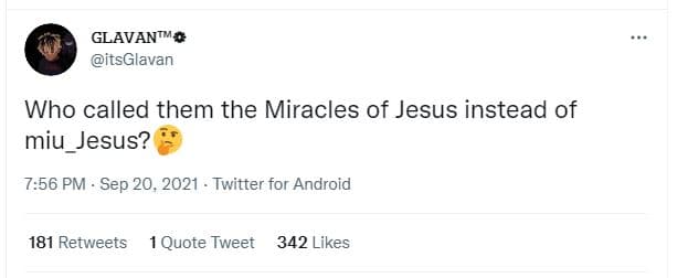 Glavantm itsglavan who called them the miracles of jesus instead of miu_jesus? 7