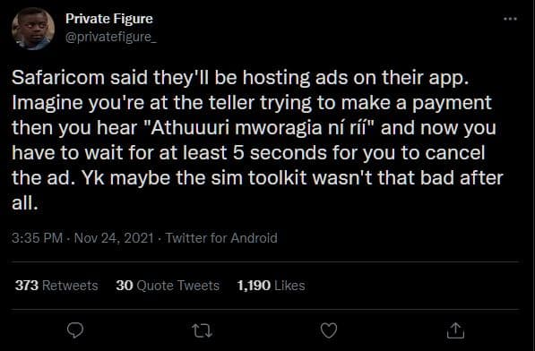 Private figure privatefigure _ safaricom said they'il be hosting ads on their ap