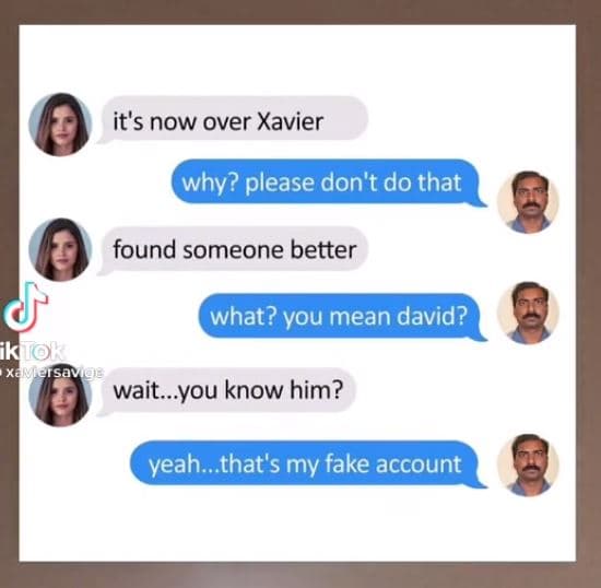 It's now over xavier why? please don't do that found someone better what? you me