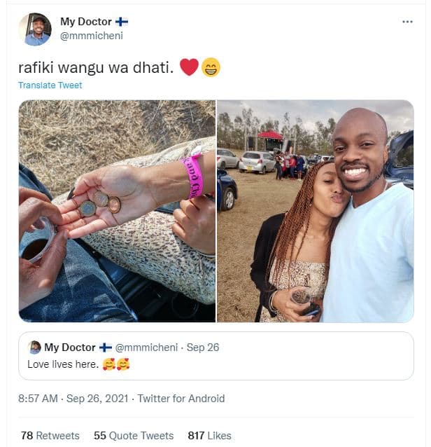 My doctor mmmicheni rafiki wangu wa dhati . translate tweer my doctor mmmicheni