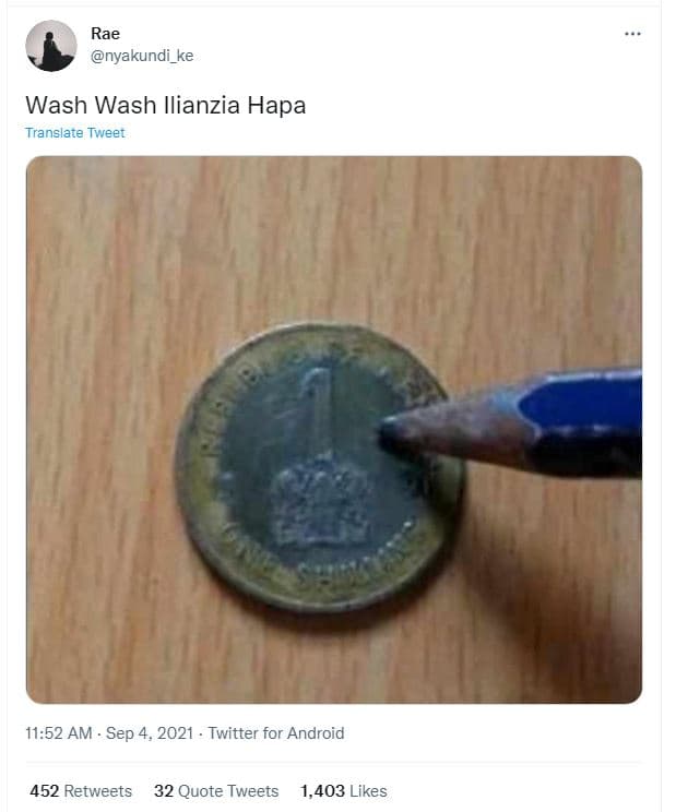 Rae nyakundi_ke wash wash ilianzia hapa translate tweer 11.52 am . sep 4, twitte