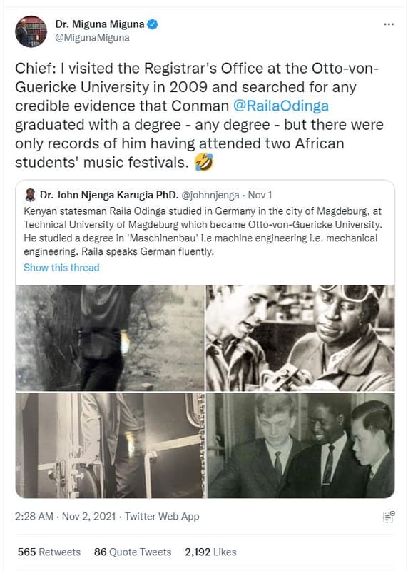 Dr. miguna miguna migunamiguna chief visited the registrar's office at the ottov