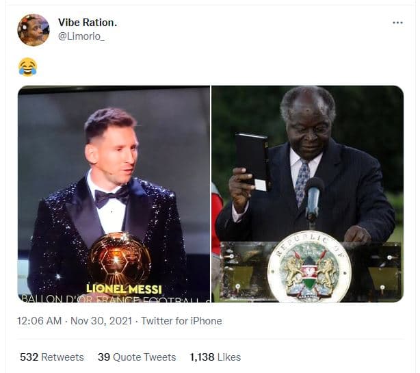 Vibe ration. limorio_ lionel messi b2 on 12.06 am nov 30, twitter for iphone 532