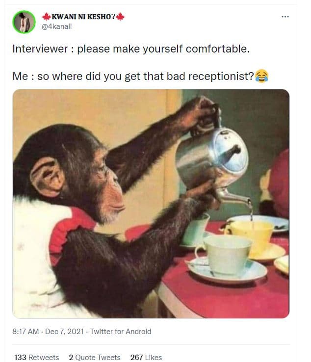 Kwani ni kesho? 4kanali interviewer please make yourself comfortable me so where