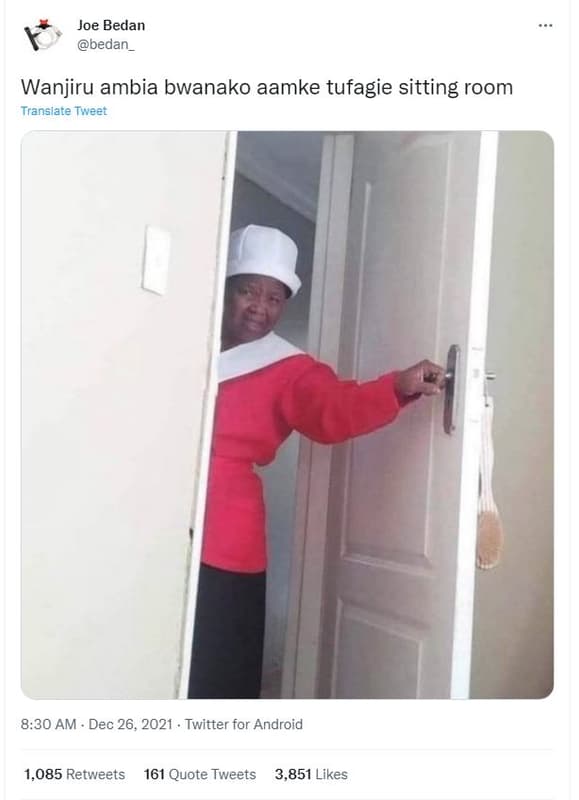 Joe bedan bedan _ wanjiru ambia bwanako aamke tufagie sitting room translate twe
