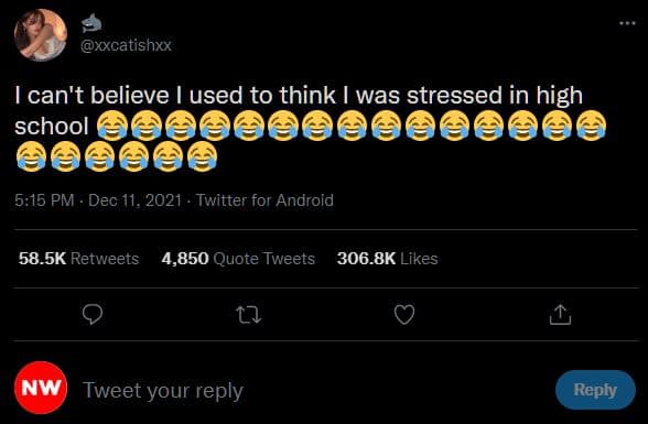 Xxcatishxx ican't believe used to think was stressed in high school 515 pm dec 1