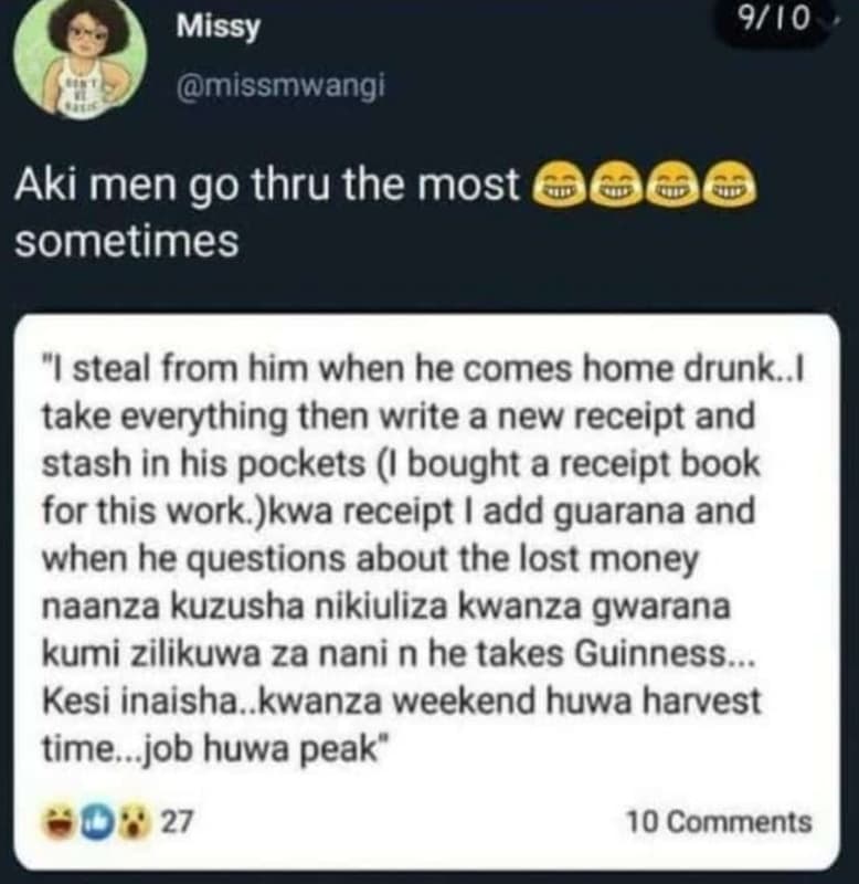 Missy missmwangi 910 aki men go thru the most sometimes 1steal from him when he
