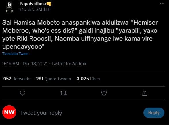 8 papafadhela u_sin_am_bie sai hamisa mobeto anaspankiwa akiulizwa 'hemiser mobe