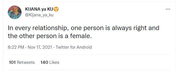 Kijana ya ku kijana_ya_ku in every relationship one person is always right and t