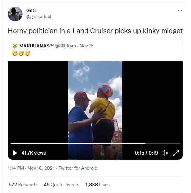 Gidi gidikariuki horny politician in a land cruiser picks up kinky midget mariju