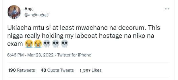 Ang angiengugi ukiacha mtu si at least mwachane na decorum this nigga really hol