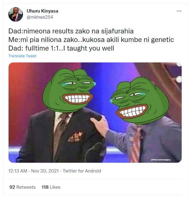 Uhuru kinyasa mkhwe254 dadnimeona results zako na sijafurahia memi pia niliona z