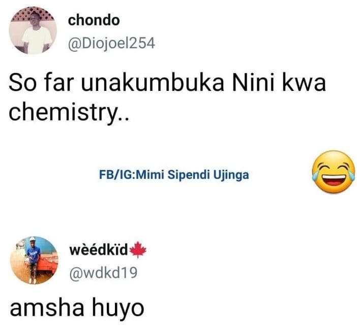 Chondo diojoel254 so far unakumbuka nini kwa chemistry . fbigmimi sipendi ujinga