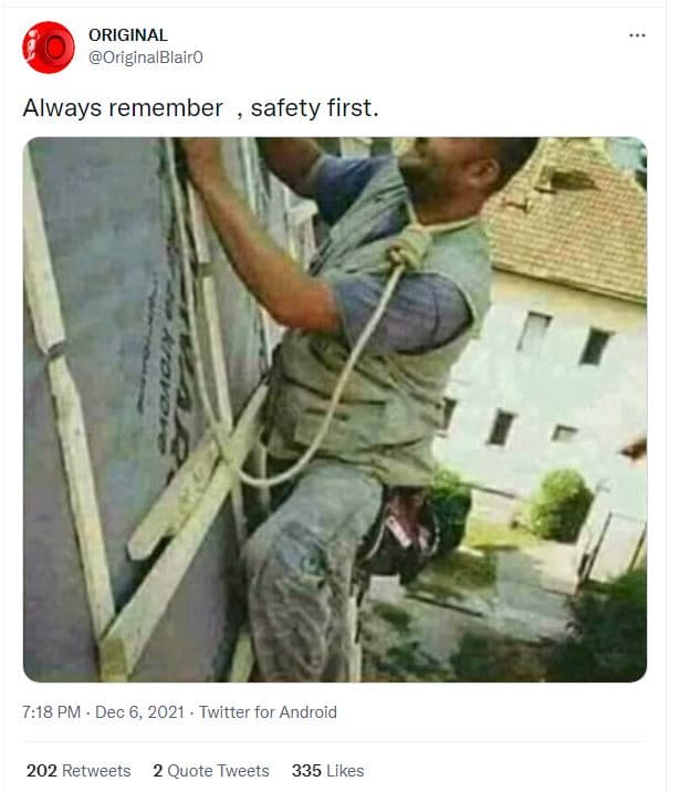 Original originalblairo always remember safety first. 718 pm dec 6, twitter for