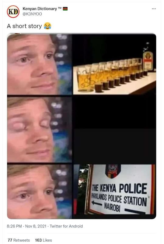 Kenyan dictionary k3nyoo short story te kenya police juios f police 'station nai