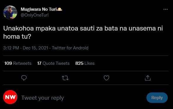 Mugiwara no turi onlyoneturi unakohoa mpaka unatoa sauti za bata na unasema ni h
