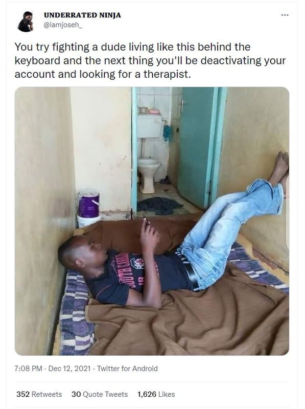 Underrated ninja iamjoseh you try fighting a dude living like this behind the ke