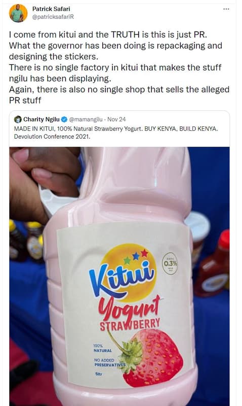 Patrick safari patricksafarir come from kitui and the truth is this is just pr.