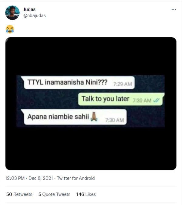 Judas nbajudas ttyl inamaanisha nini??? 720 am talk to you later 7.30 am apana n