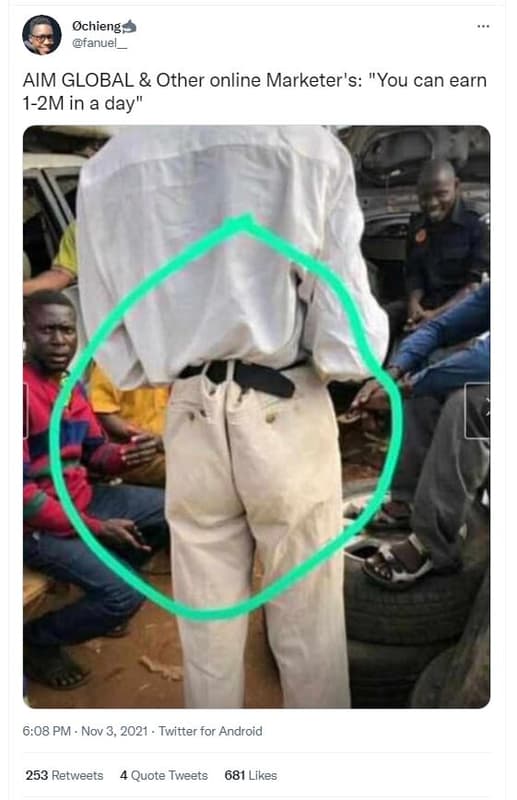 Chieng fanuel aim global other online marketer's you can earn 12m in a day 6.08