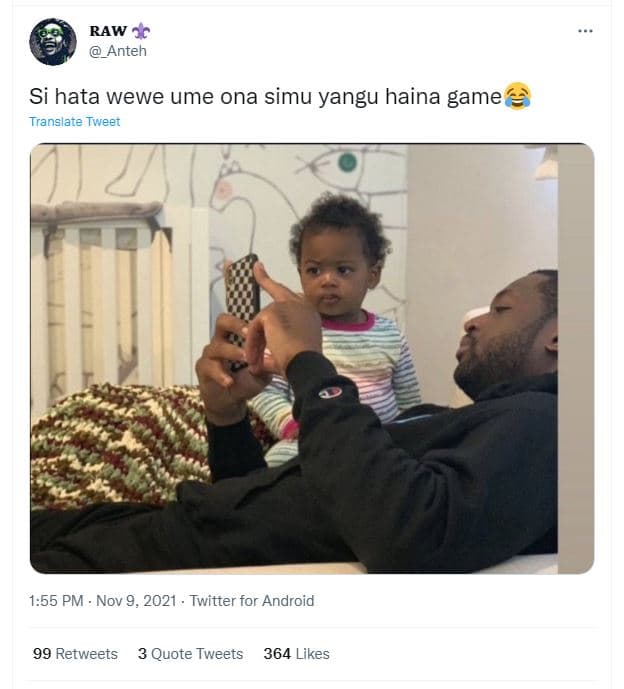 Raw anteh si hata wewe ume ona simu yangu haina game translate tweet 1.55 pm nov