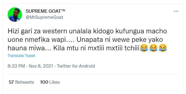 Supreme goattm mrsupremegoat hizi gari za western unalala kidogo kufungua macho