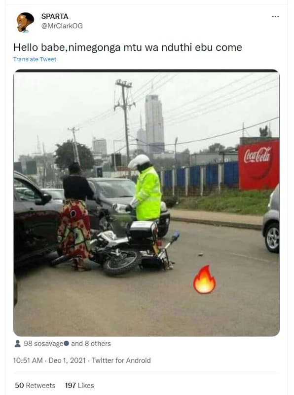 Sparta mrclarkog hello babe,nimegonga mtu wa nduthi ebu come translate tweet l 9