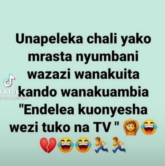 Unapeleka chali yako mrasta nyumbani wazazi wanakuita jiktok kando wanakuambia t