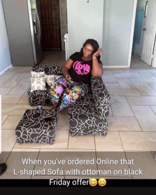 When you've ordered online that lshaped sofa with ottoman on black friday offer