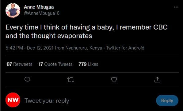 Anne mbugua annembugua16 every time think of having a baby remember cbc and the