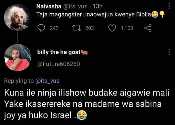 Naivasha its_vus 13h taja magangster unaowajua kwenye biblia 247 l2 203 1,103 0