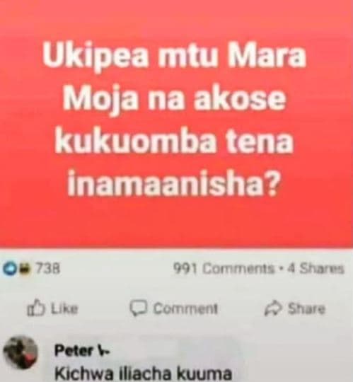 Ukipea mtu mara moja na akose kukuomba tena inamaanisha? 7a8 691 comnmnenta shar