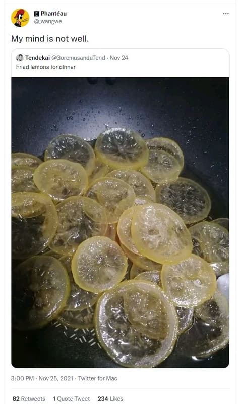 Phantéau wangwe my mind is not well . tendekai goremusandutend nov 24 fried emon