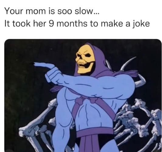 Your mom is soo slow it took her 9 months to make a joke