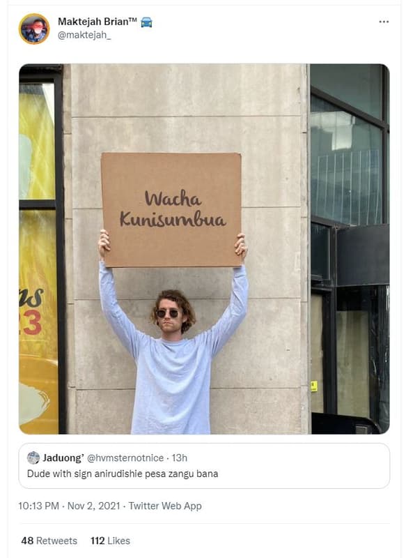 Maktejah brianm maktejah _ wacha kunisurbua 18 3 jaduong' hvmsternotnice . 13h d