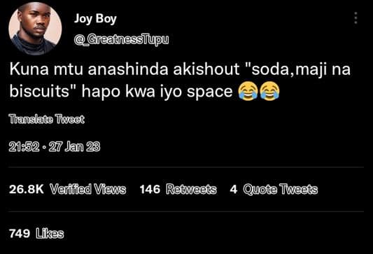 Joy boy grgagesstypu kuna mtu anashinda akishout 'soda,maji na biscuits hapo kwa