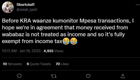 Shortstuff weak_spell before kra waanze kumonitor mpesa transactions, hope we're