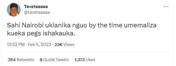 Tavetaaaaa tavetaaaaa sahi nairobi ukianika nguo by the time umemaliza kueka peg