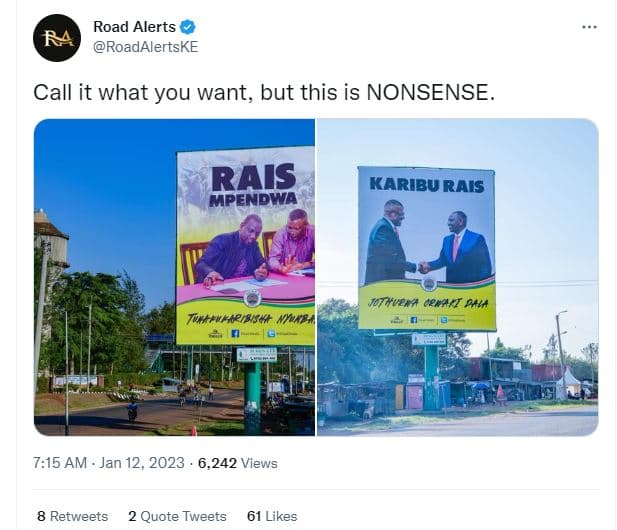 Road alerts roadalertske call it what you want, but this is nonsense rais mpendw