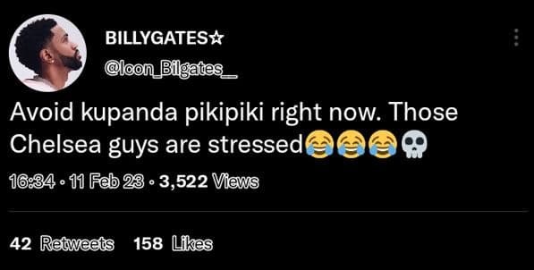 Billygates oon_bilgates avoid kupanda pikipiki right now. those chelsea guys are