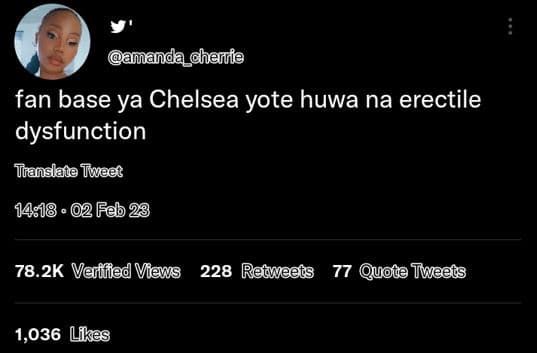 Amannda_cheie fan base ya chelsea yote huwa na erectile dysfunction trannslate t