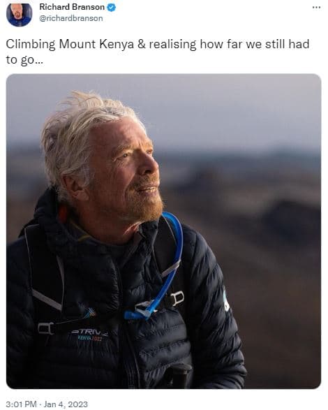 Richard branson richardbrenson climbing mount kenya realising how far we still h