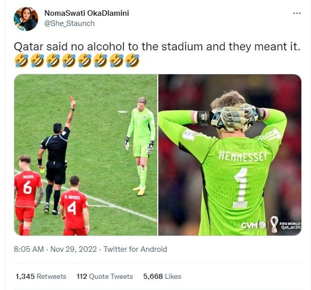 Nomaswati okadlamini she_staunch qatar said no alcohol to the stadium and they m