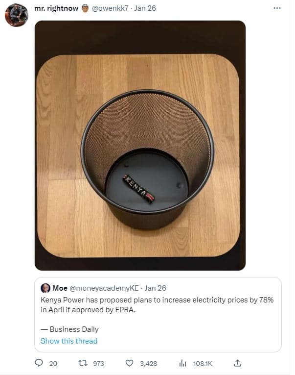 Mr rightnow owenkk7 jan 26 moe moneyacademyke jan 26 kenya power has proposed pl