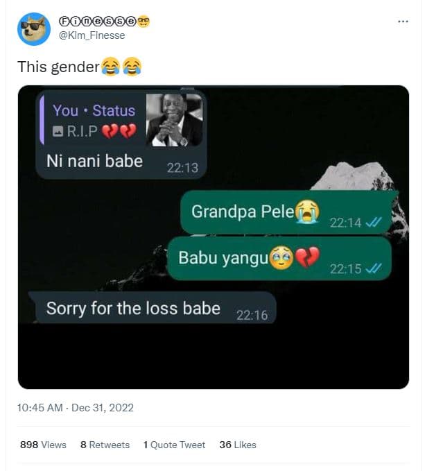 Kim_finesse this gender you status brip ni nani babe 22.13 grandpa pele 22.14 ba