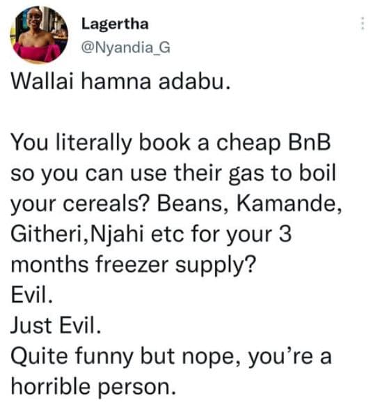 Lagertha nyandia_g wallai hamna adabu. you literally book a cheap bnb so you can